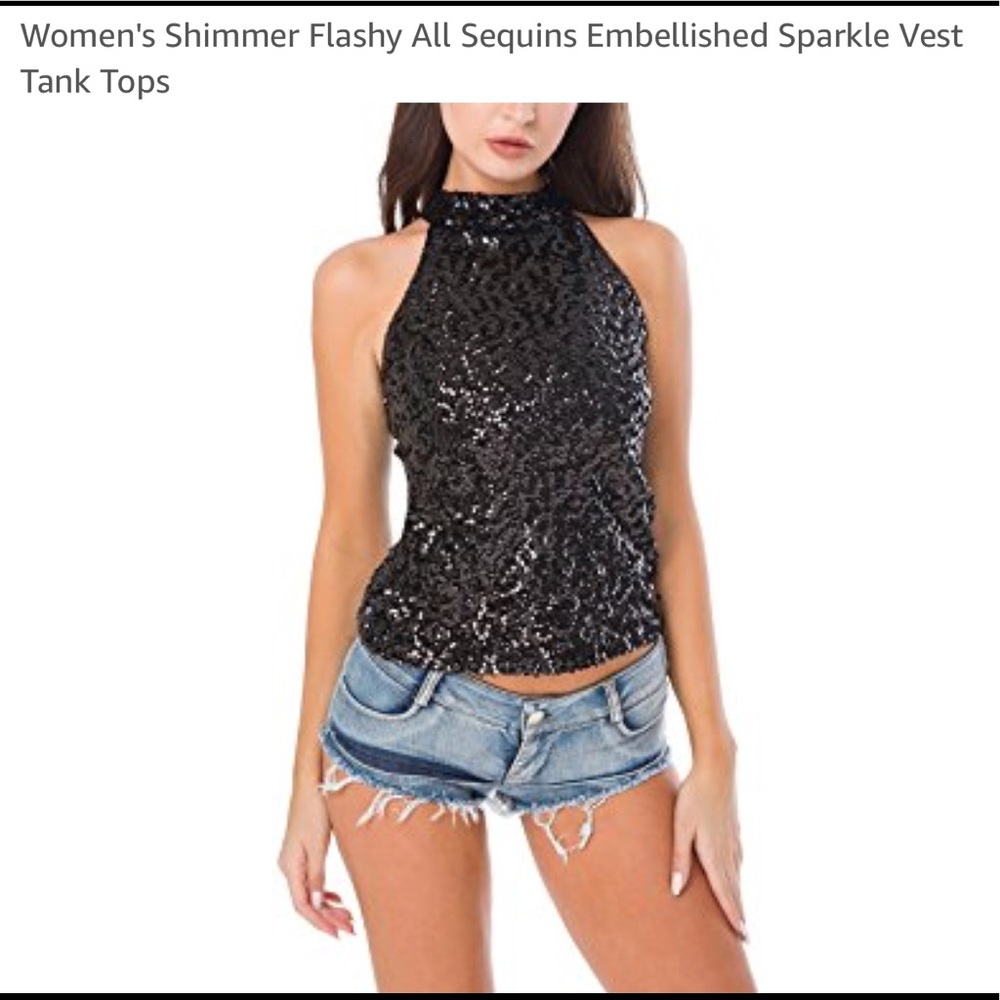 Black sequin tank